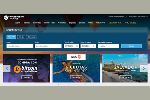 -Garbarino Viajes acepta pago con bitcoins en Argentina-