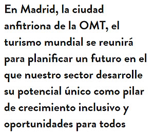 Madrid albergará la 24ª Asamblea General de la OMT