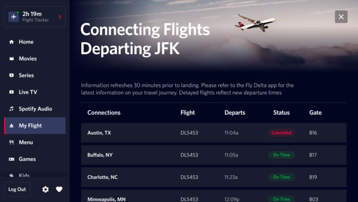 El respaldo de los asientos Delta Sync se extiende a más aviones