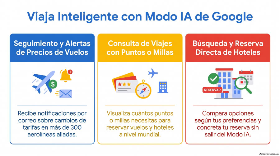 Google sum&oacute; funciones en Modo IA que facilitan la organizaci&oacute;n de un viaje