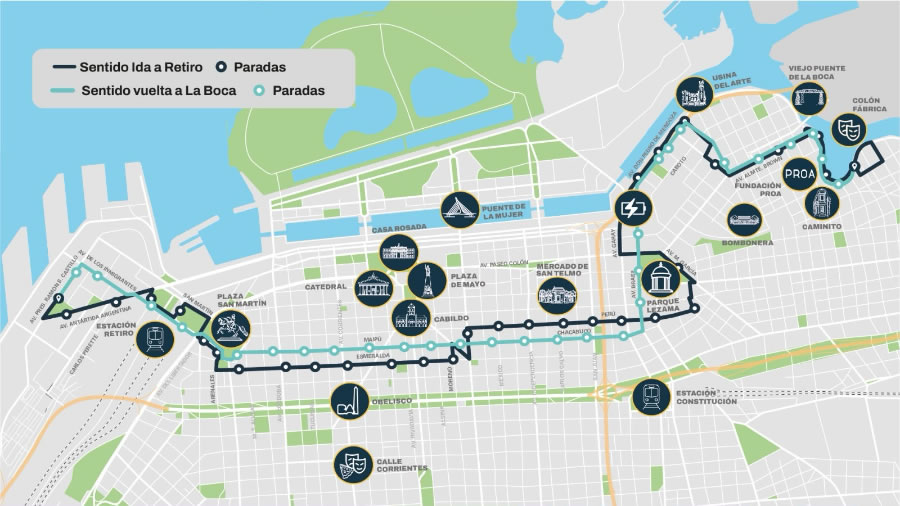 El bus el&eacute;ctrico extiende su recorrido y ahora llega a Caminito