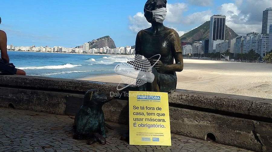 -En Río de Janeiro las estatuas promueven el uso del tapabocas obligatorio-