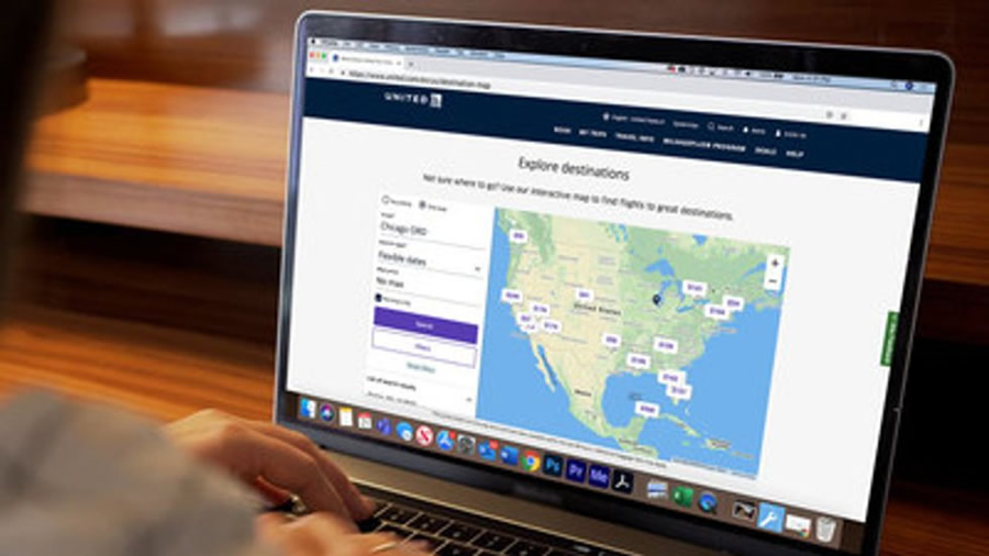-United Airlines introduce la función de mapa interactivo-