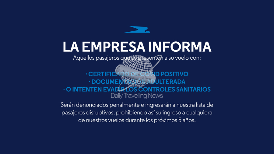 -Aerolíneas Argentinas denunciará penalmente a los pasajeros que intenten evadir los controles sanita-