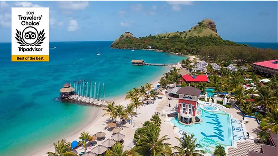 -Grandes premios para Sandals Resorts y Beaches Resorts  Travellers Choice de TripAdvisor 2021-