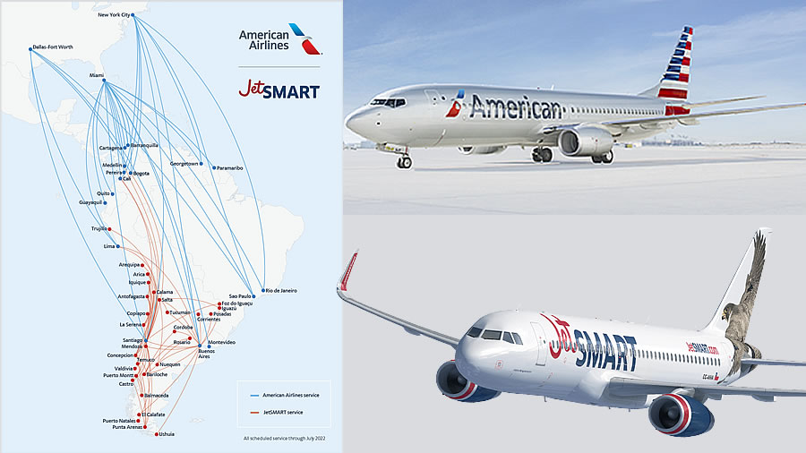 -American Airlines y JetSMART firmaron carta de intención para crear la red más amplia -