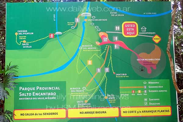 -Cartel indicador informando los atractivos del Parque Provincial Salto Encantado-