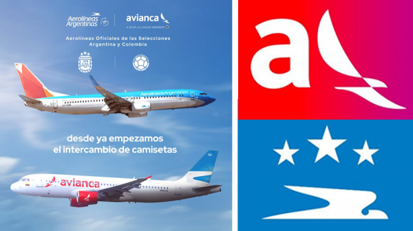 Aerolneas Argentinas y Avianca realizaron un acto simblico de intercambio de camisetas